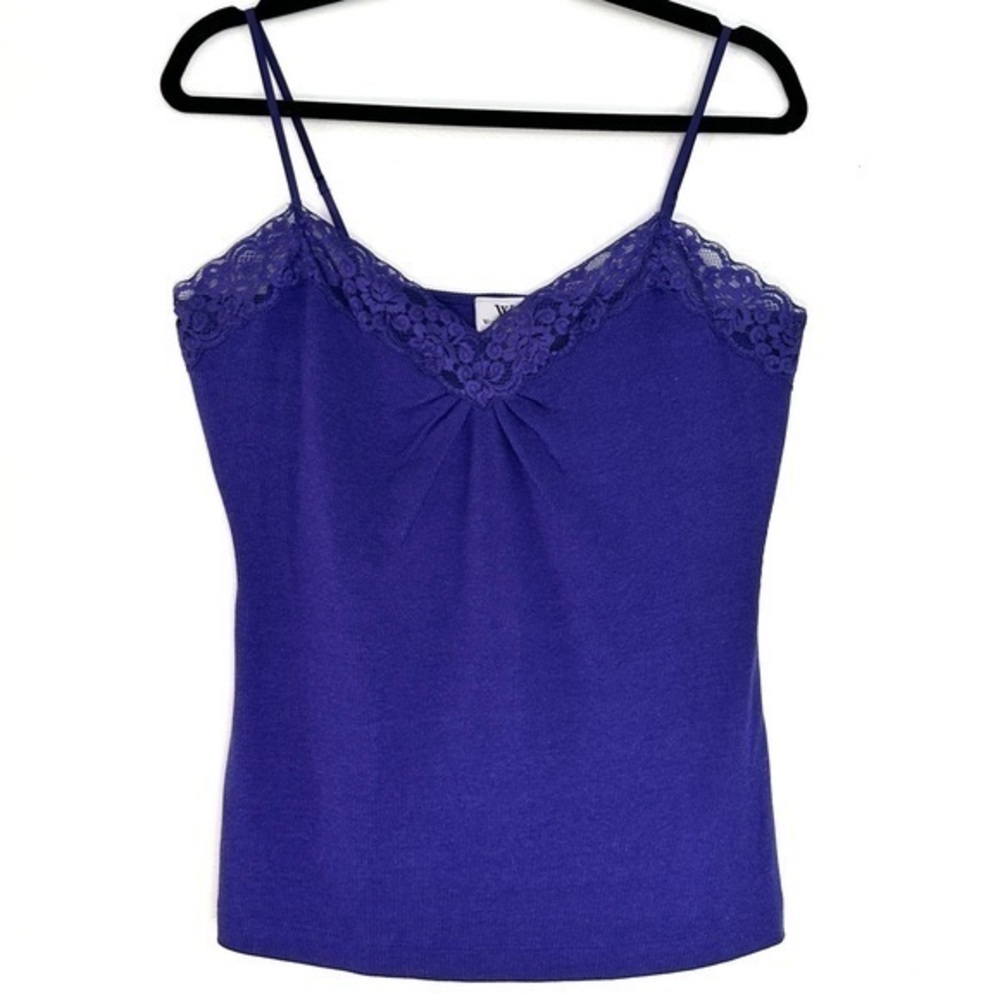 Vintage Y2K Worthington Stretch Lace Ribbed Cami Blue/Purple Size Large